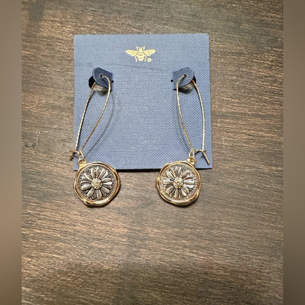 Elegant Gold and Silver Floral Earrings